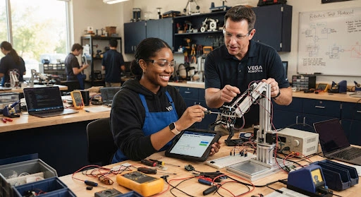 Two people in a workshop session