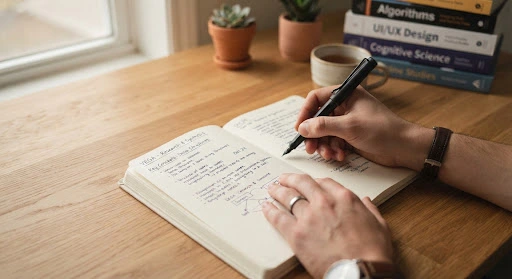Student journaling at a desk
