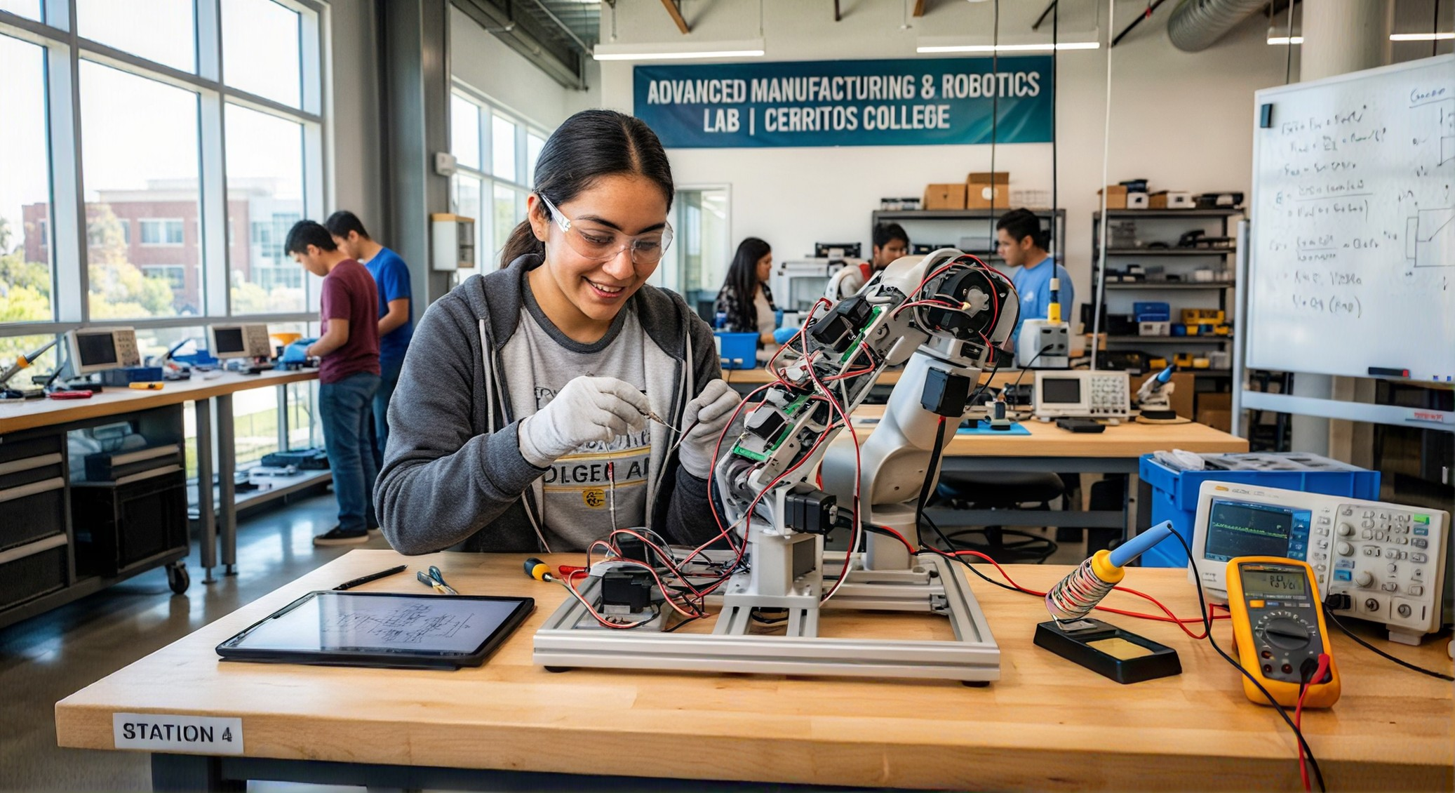 Student in robotics lab